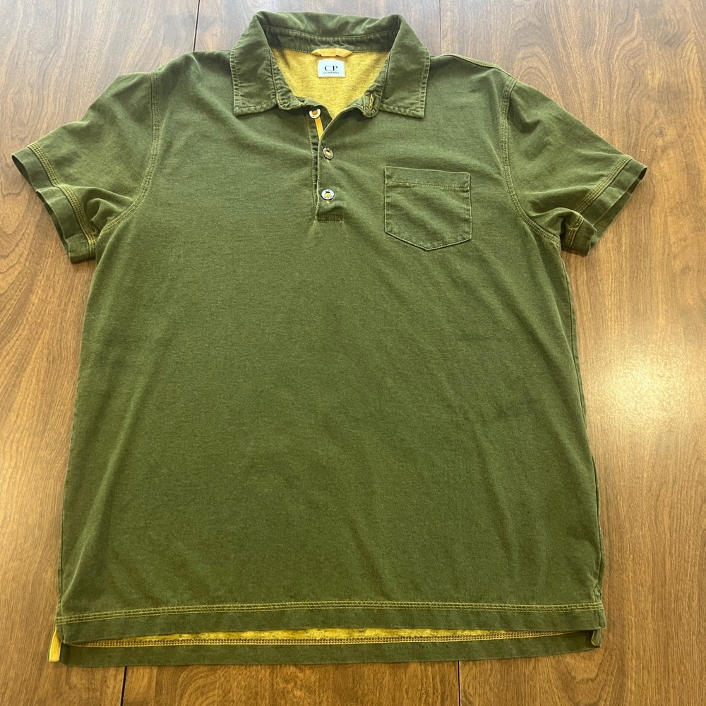 CP Company Mens Olive Green Cotton Short Sleeve Polo Shirt XL 100% Cotton